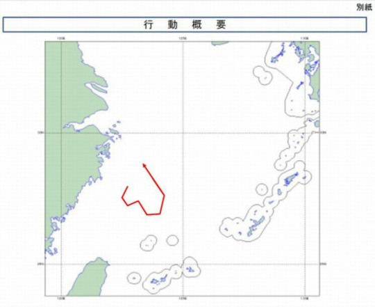 资料图：日方公布的中国海监运-12飞机12月22日飞行路线。