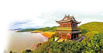 海天佛国寺寺恢宏 养生素食普陀山