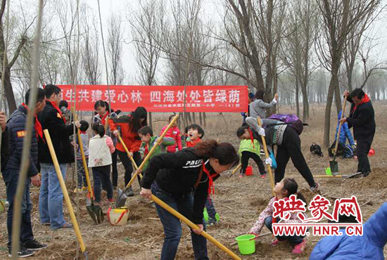 户外踏春色 师生共植树