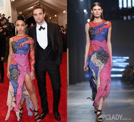 FKA Twigs身穿Christopher Kane 2015秋冬拼色蕾丝礼服