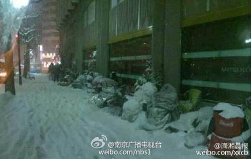 日本果粉雪夜排队 警察拍肩确认死活