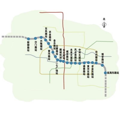 郑州地铁3号线站点示意图　扈森制图