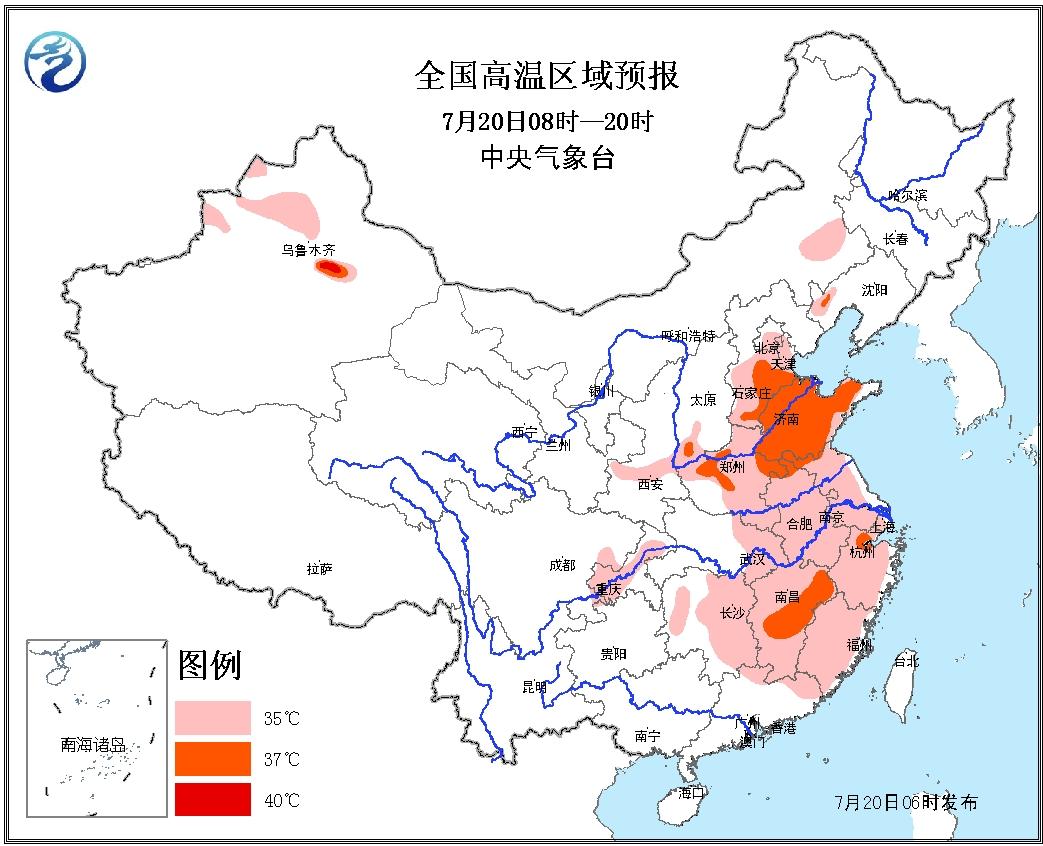 全国高温区域预报