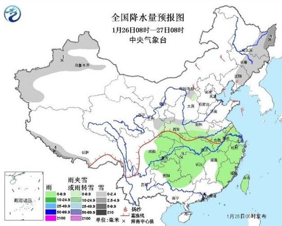 全国降水量预报图